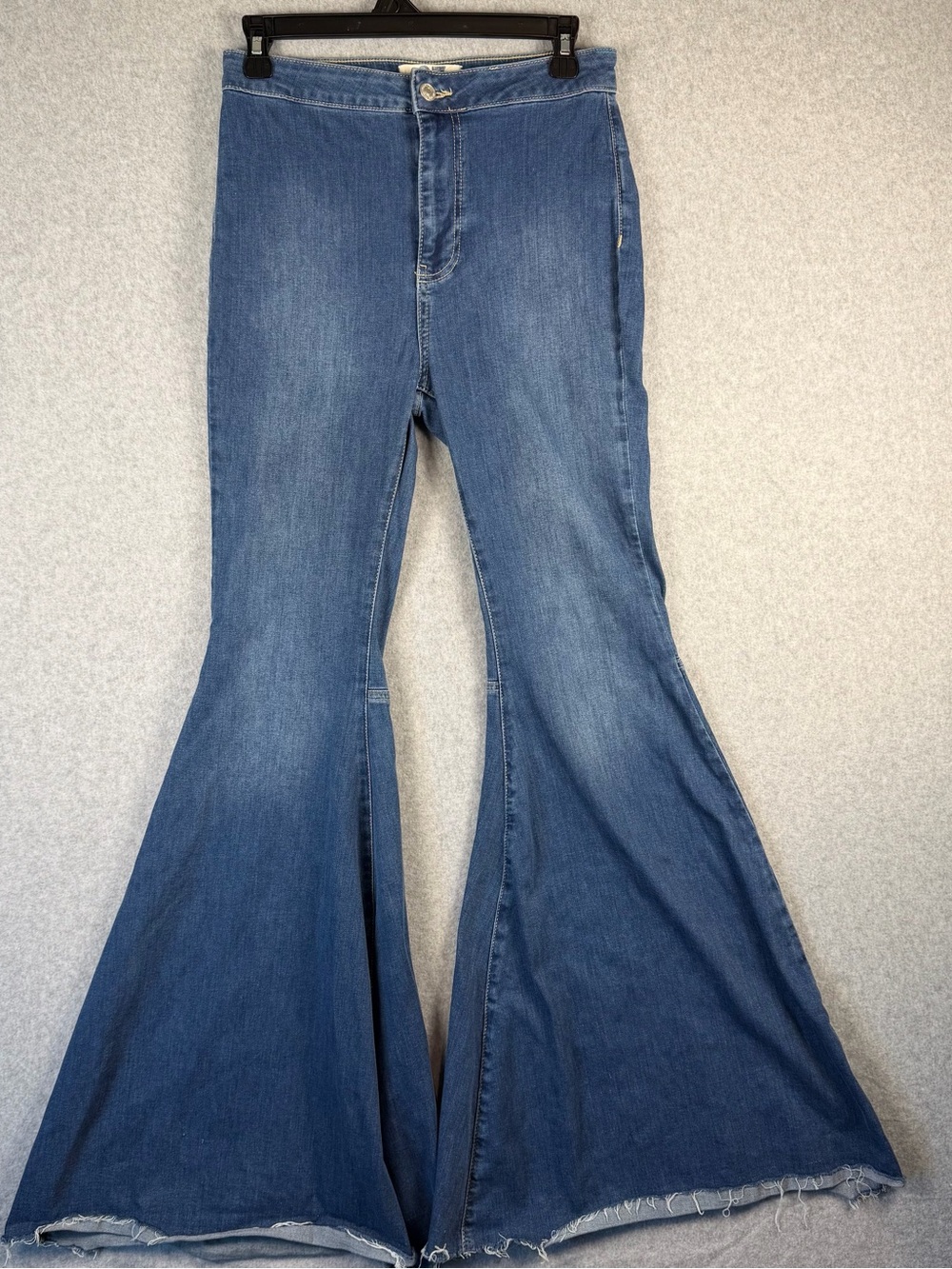 We The Free Blue High-Rise Flare Jeans with Extreme Wide Leg